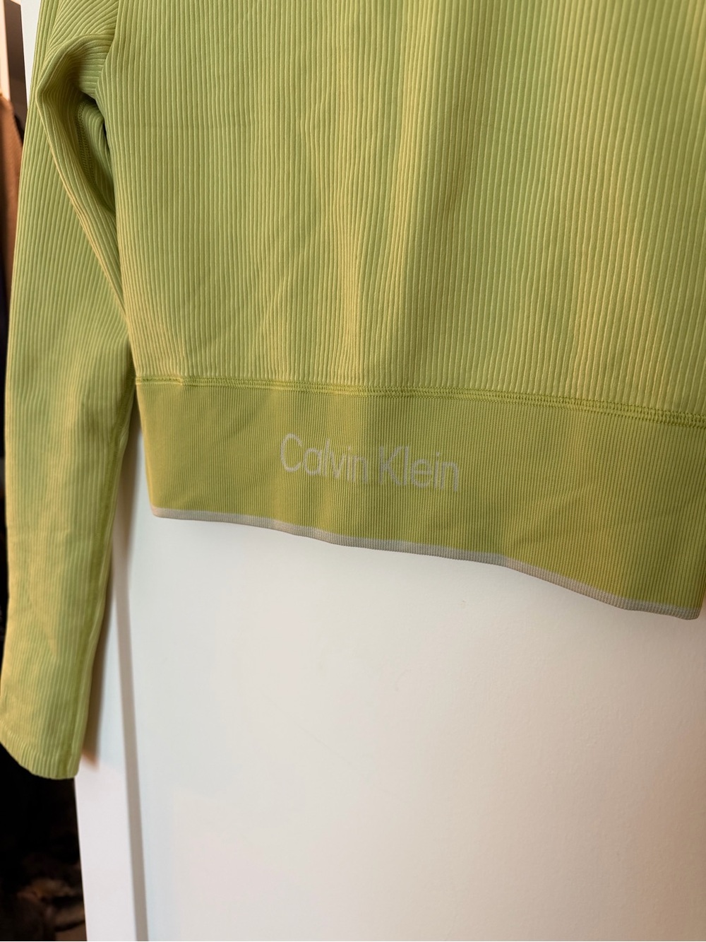 Calvin Klein - Light Green Ribbed Zip-Front Jacket - Picture 4 of 4